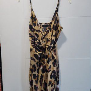 Leopard Print Satin Mini Dress